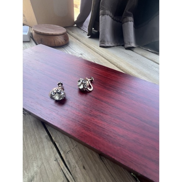 MODEL 1960s antique Ukraine Clip on earrings Stelling SILVER 875 vtg art - Picture 12 of 15